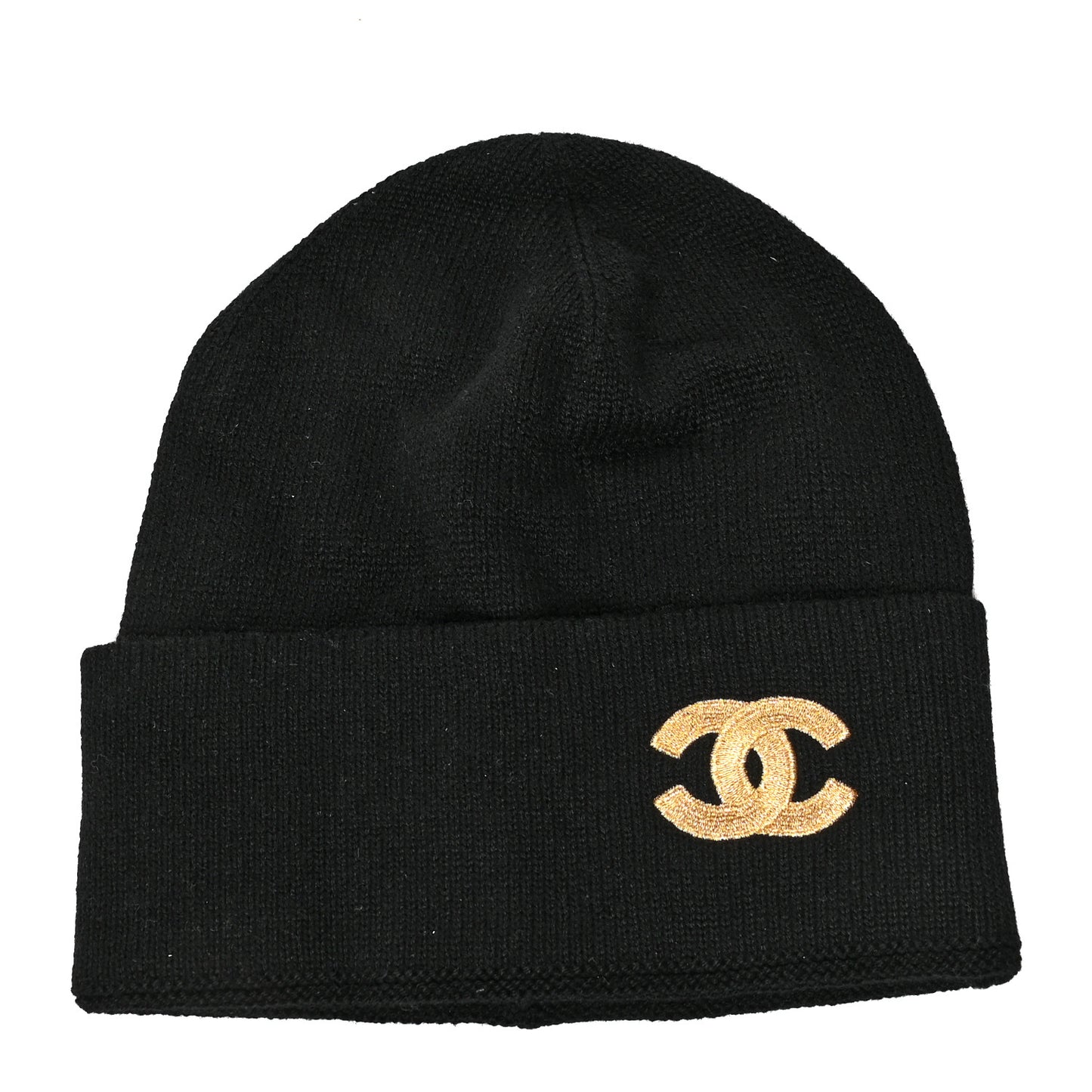 Cashmere CC Beanie Hat Black Gold