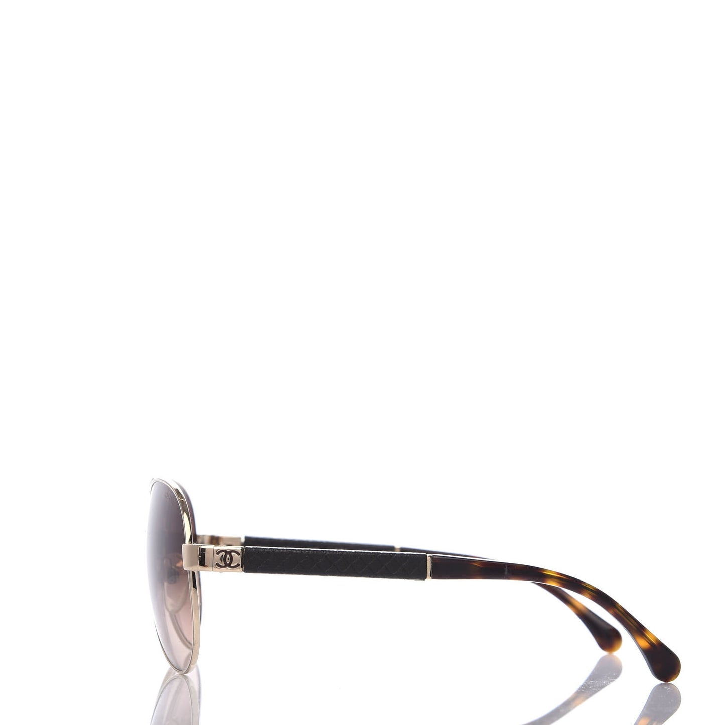 Lambskin Quilted CC Aviator Sunglasses 4195-Q Brown Gold