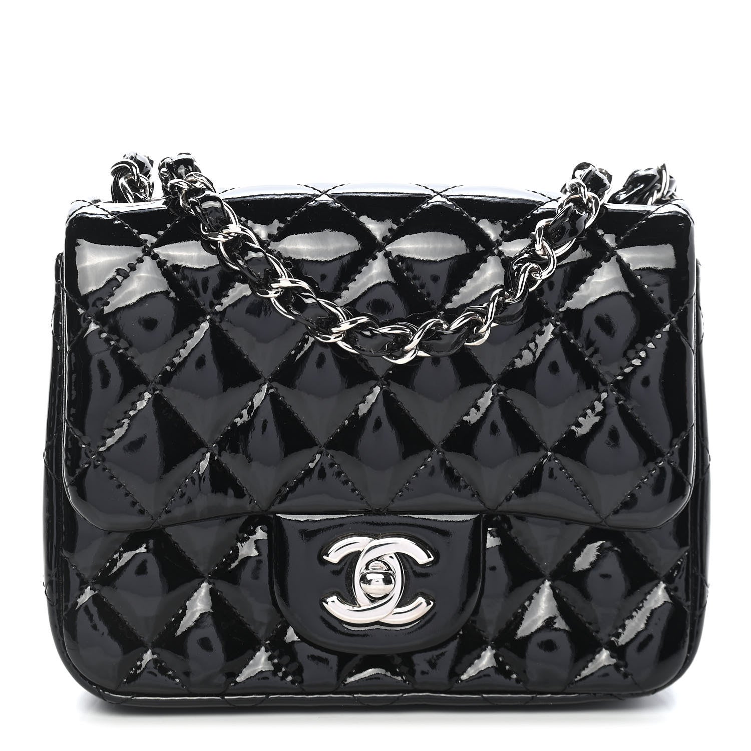 Chanel Patent Calfskin Quilted Mini Square Flap Black 1 of 9