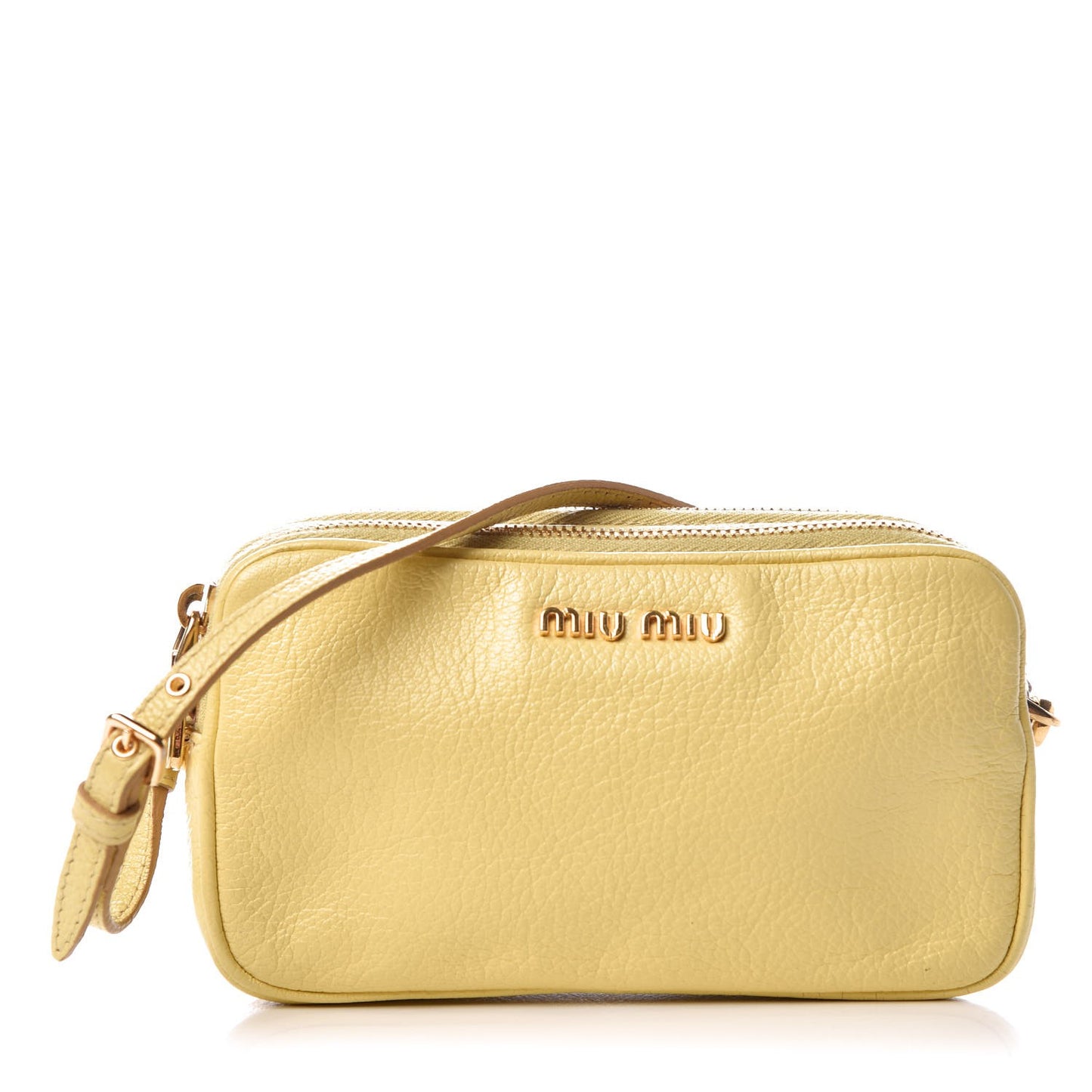 Goatskin Madras Double Zip Pochette Clutch Limone