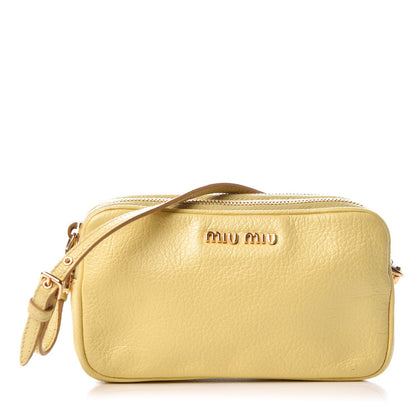 Miu Miu Goatskin Madras Double Zip Pochette Clutch Limone 1 of 8