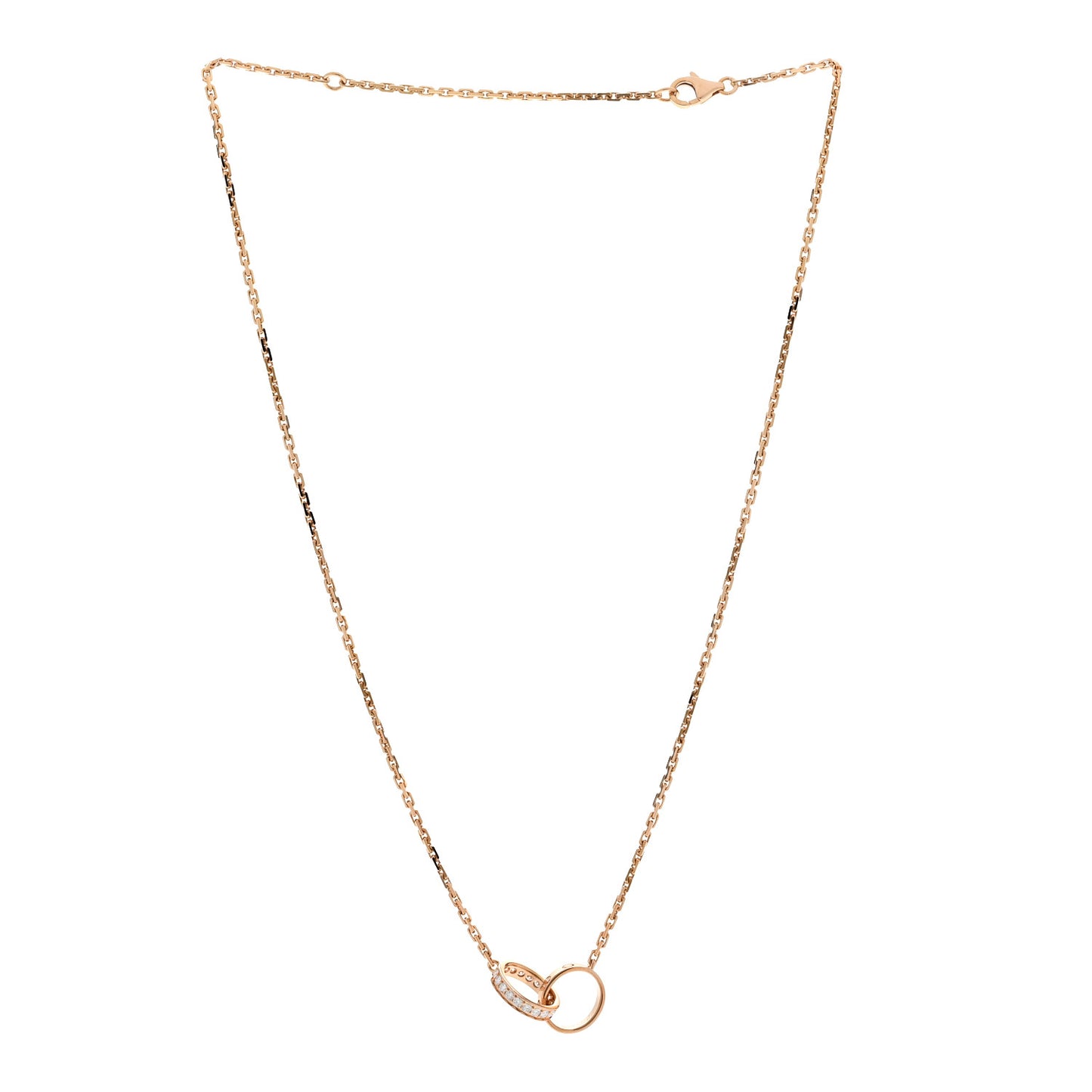18K Pink Gold Diamond Interlocking LOVE Necklace