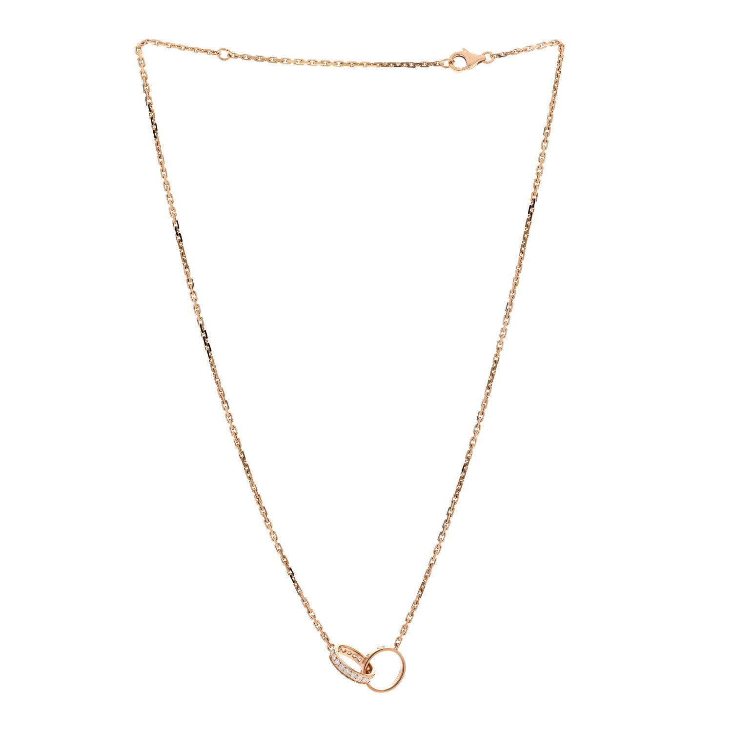 Cartier 18K Pink Gold Diamond Interlocking LOVE Necklace 3 of 8