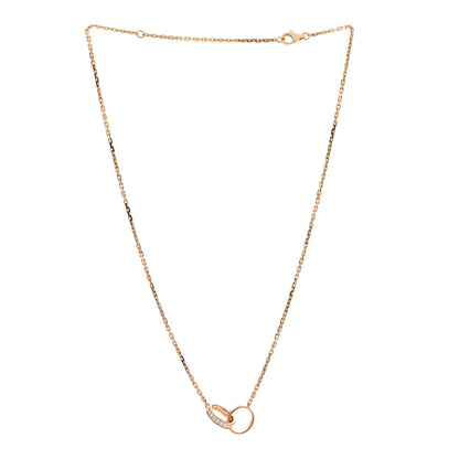 Cartier 18K Pink Gold Diamond Interlocking LOVE Necklace 3 of 8