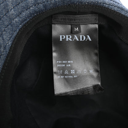 Prada Denim Triangle Wide Brim Drill Hat M Blue 8 of 9