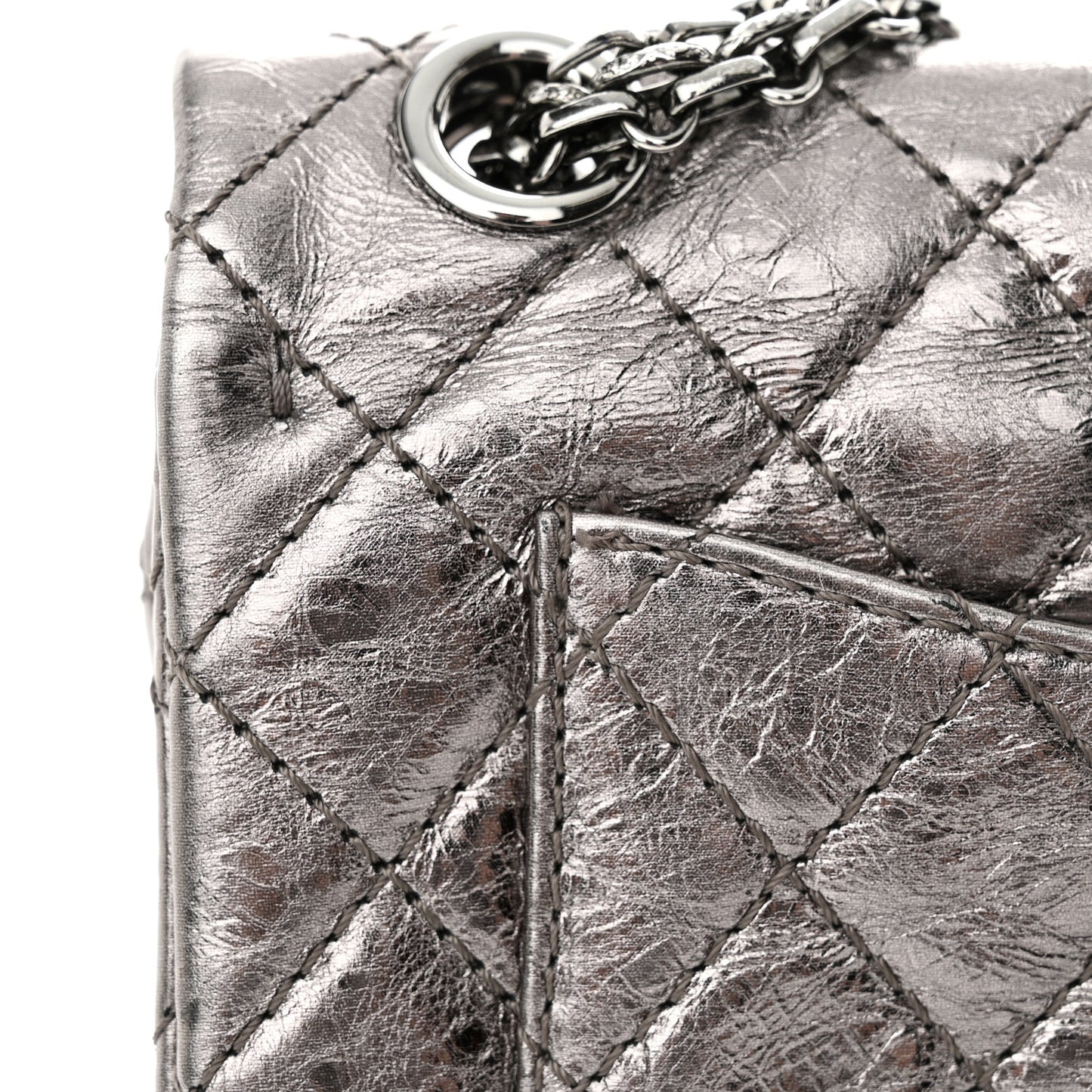 Metallic Calfskin Quilted 2.55 Reissue 224 Flap Silver