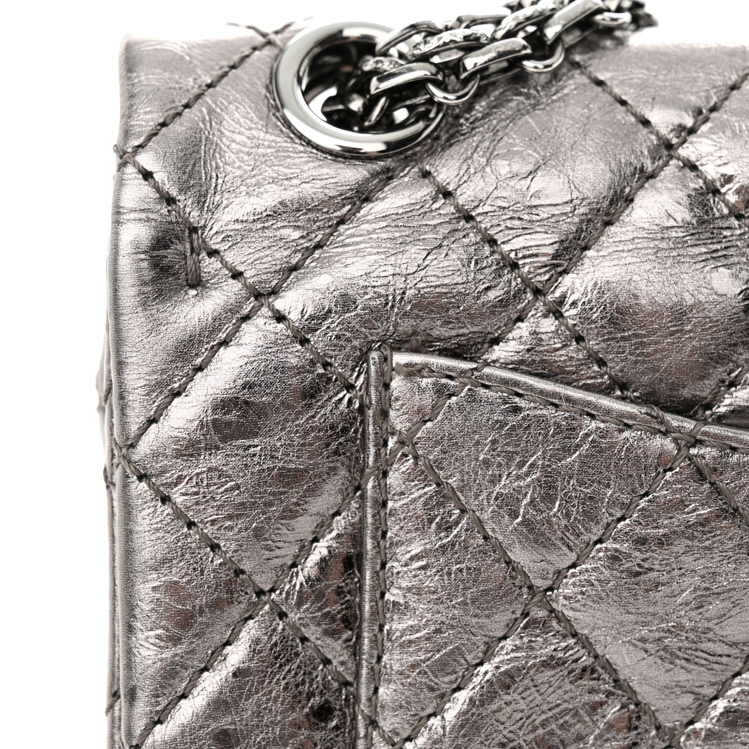 Chanel Metallic Calfskin Quilted 2.55 Reissue 224 Flap Silver 11 of 12