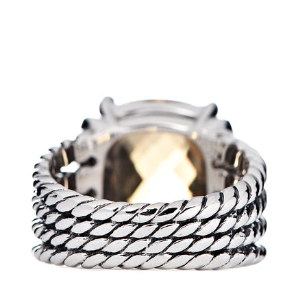 David Yurman Sterling Silver Diamond Citrine 16mm Wheaton Ring 54 6.75 4 of 5