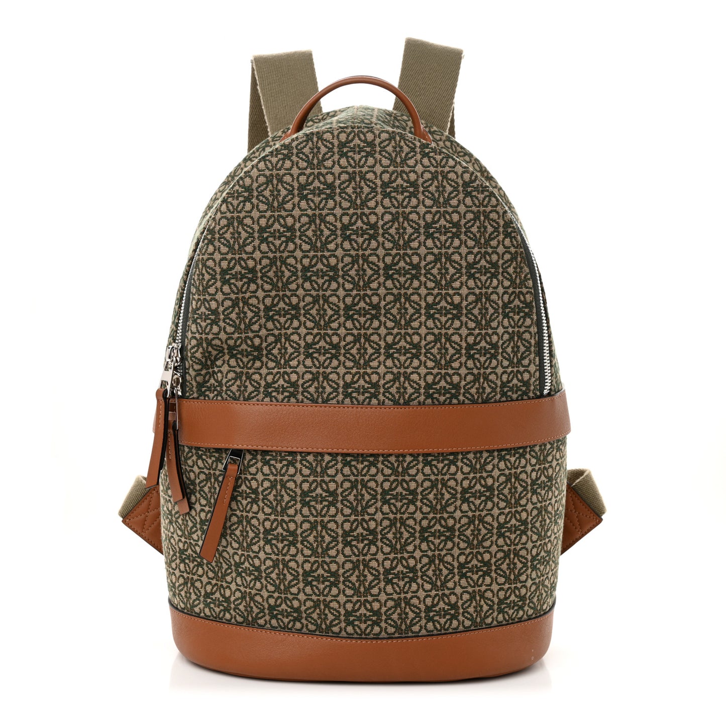 Jacquard Anagram Calfskin Round Backpack Khaki Green
