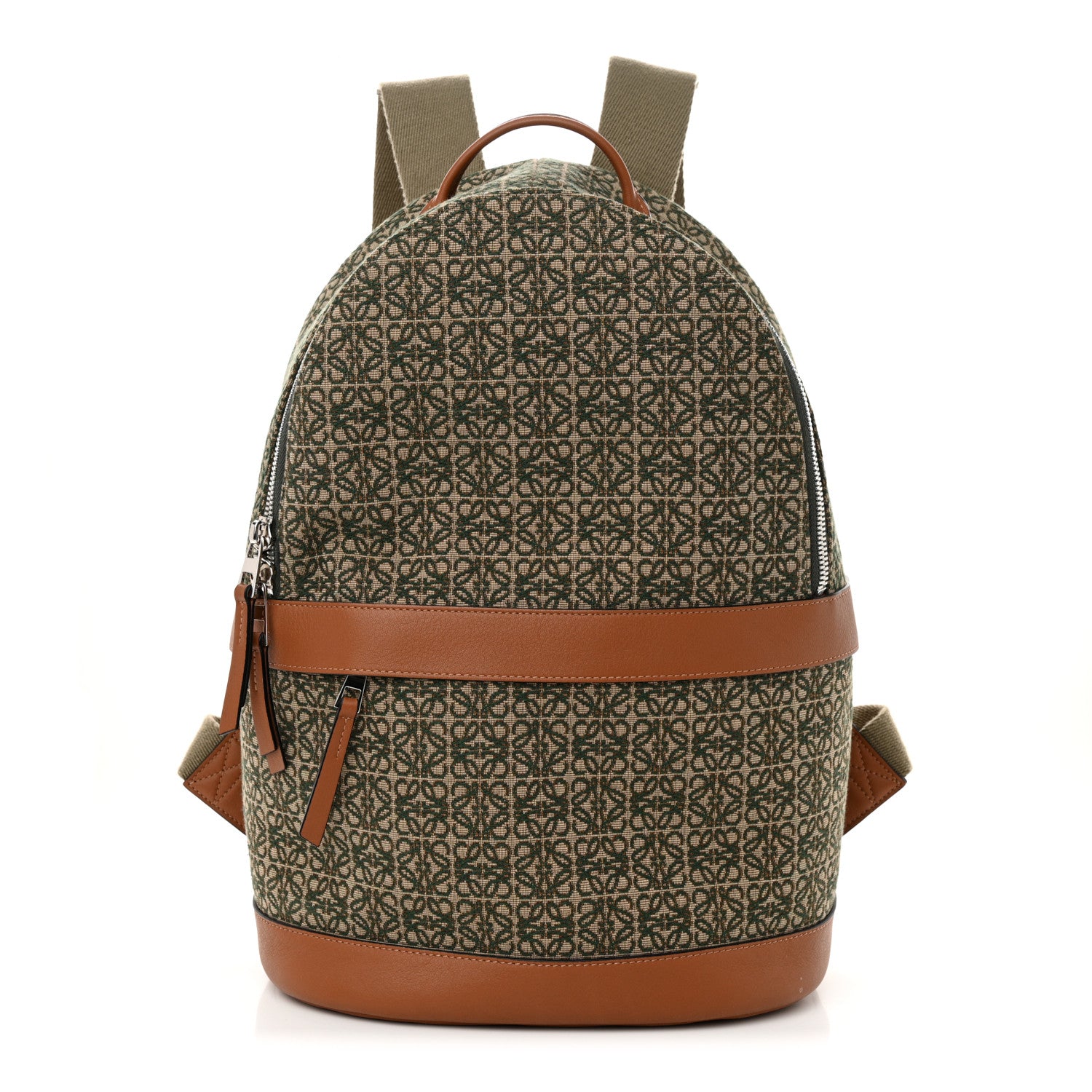 Loewe Jacquard Anagram Calfskin Round Backpack Khaki Green 1 of 10