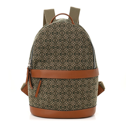 Loewe Jacquard Anagram Calfskin Round Backpack Khaki Green 1 of 10