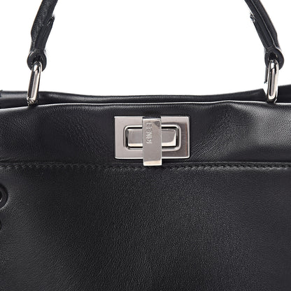Fendi Nappa Lace Up Mini Peekaboo Iconic Satchel Black 12 of 13