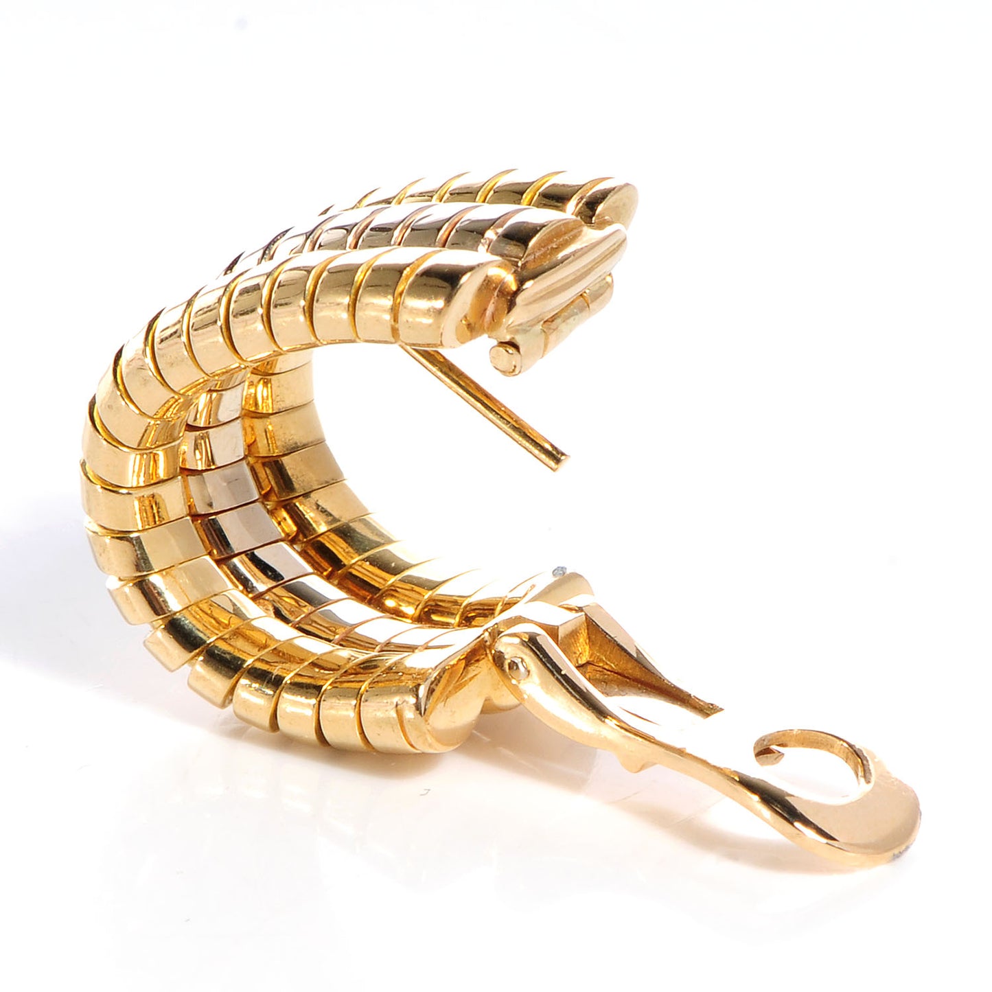 BVLGARI 18K Yellow Gold Pink Gold Tubogas Clip On Earrings