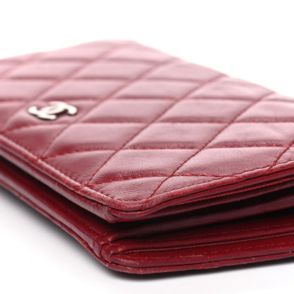 Chanel Lambskin Quilted Yen Wallet Red 11 of 12