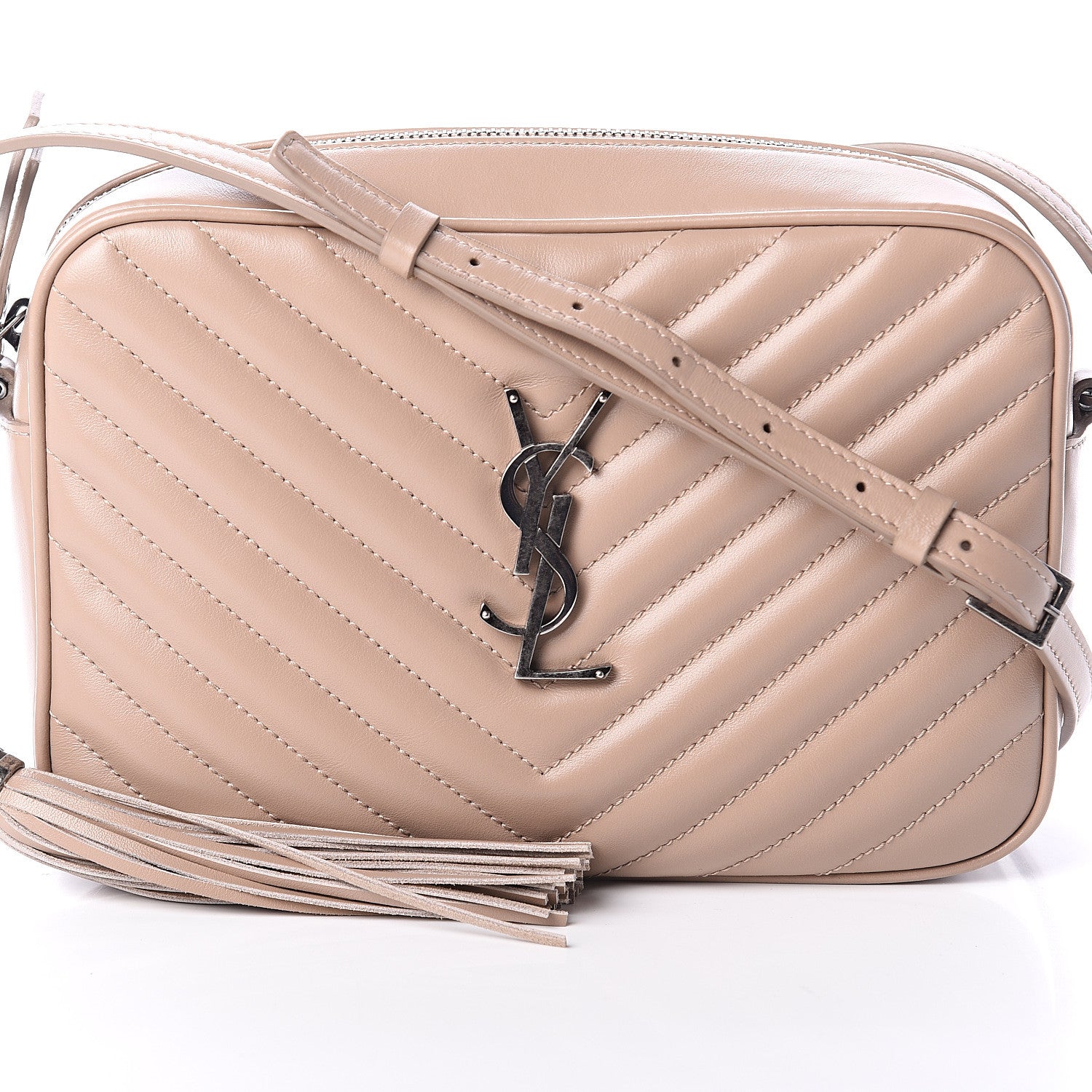 Saint Laurent Calfskin Matelasse Monogram Lou Camera Bag Nude Powder 6 of 8
