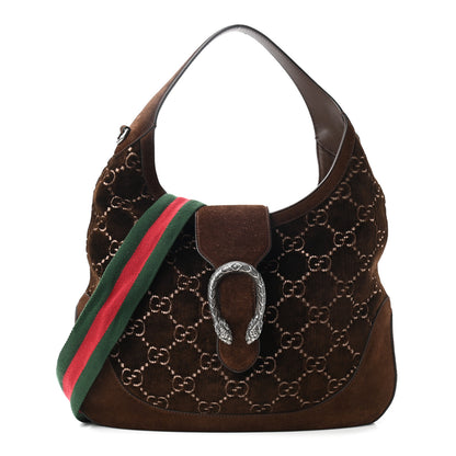 Gucci Velvet GG Monogram Web Medium Dionysus Hobo Brown 1 of 12