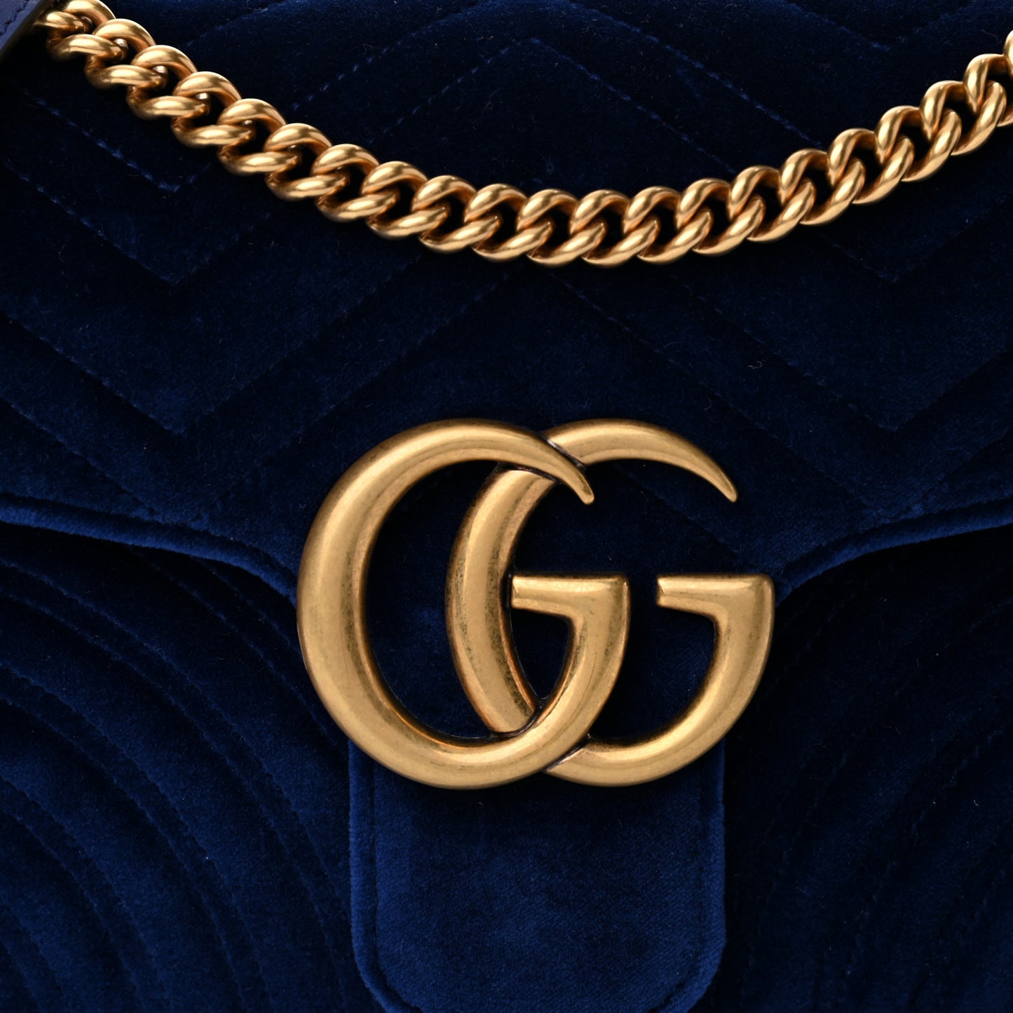 Velvet Matelasse Medium GG Marmont Shoulder Bag Cobalt Blue