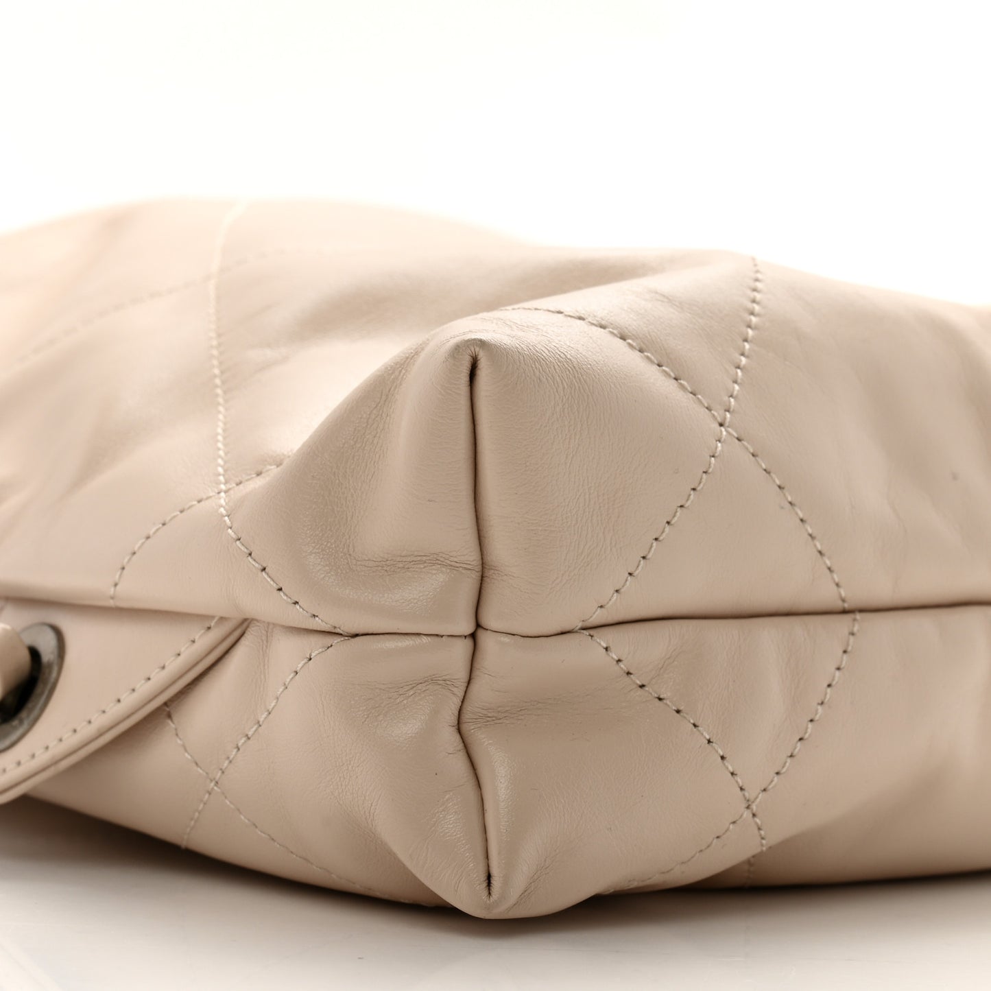 Shiny Calfskin Quilted Chanel 22 Backpack Beige