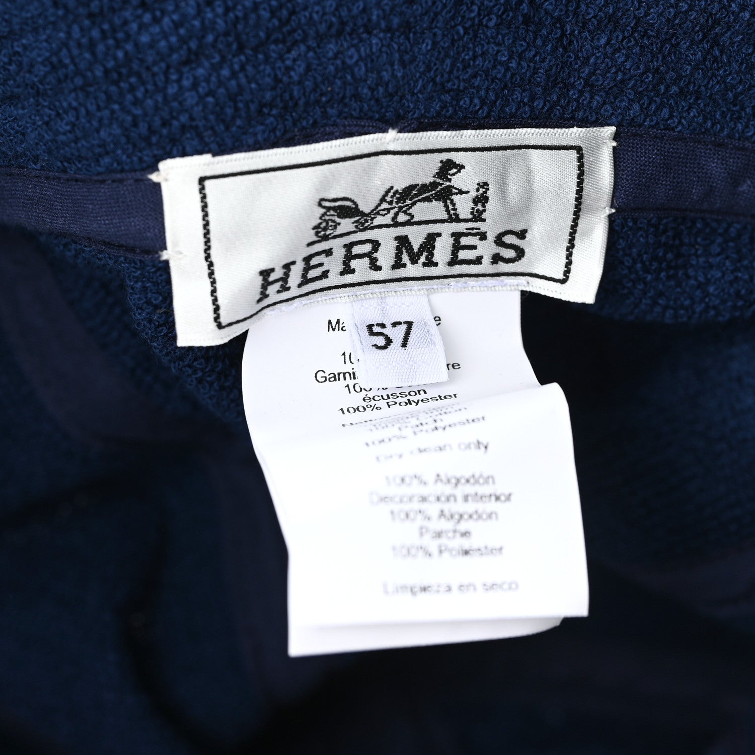 Hermes Terry Cloth Gia Funny Ice Cream Bucket Hat 57 Encre 1778725