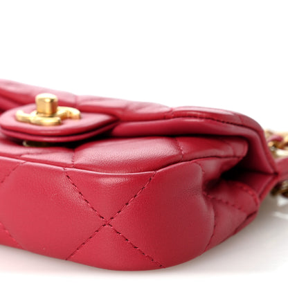 Chanel Calfskin Quilted Lady Handle Flap Card Holder With Chain Dark Pink 11 of 11
