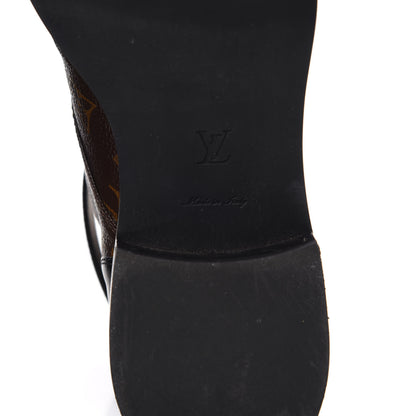 Louis Vuitton Monogram Calfskin Wonderland Flat Ranger Boots 38 Black 7 of 10