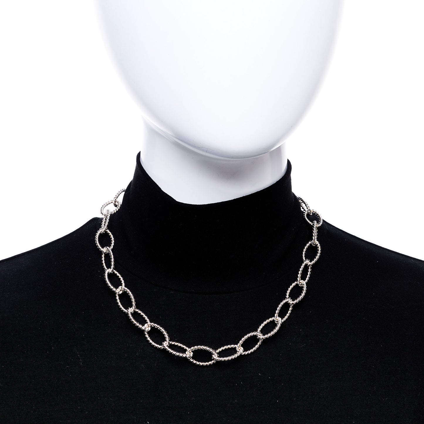 Sterling Silver Oval Twist Link Necklace