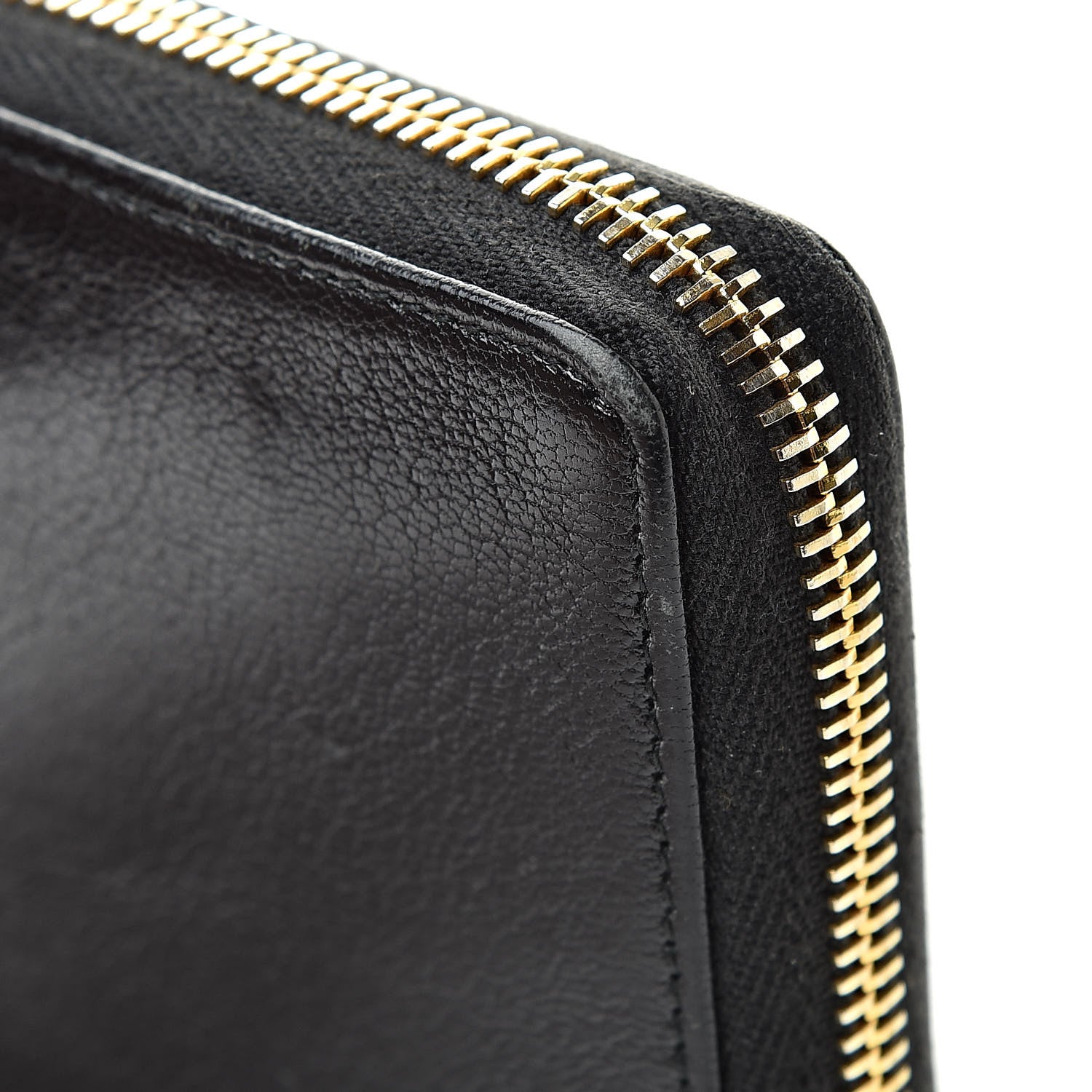 Balenciaga Chevre Gold Metallic Edge Hardware Zip Around Wallet Black 15 of 18