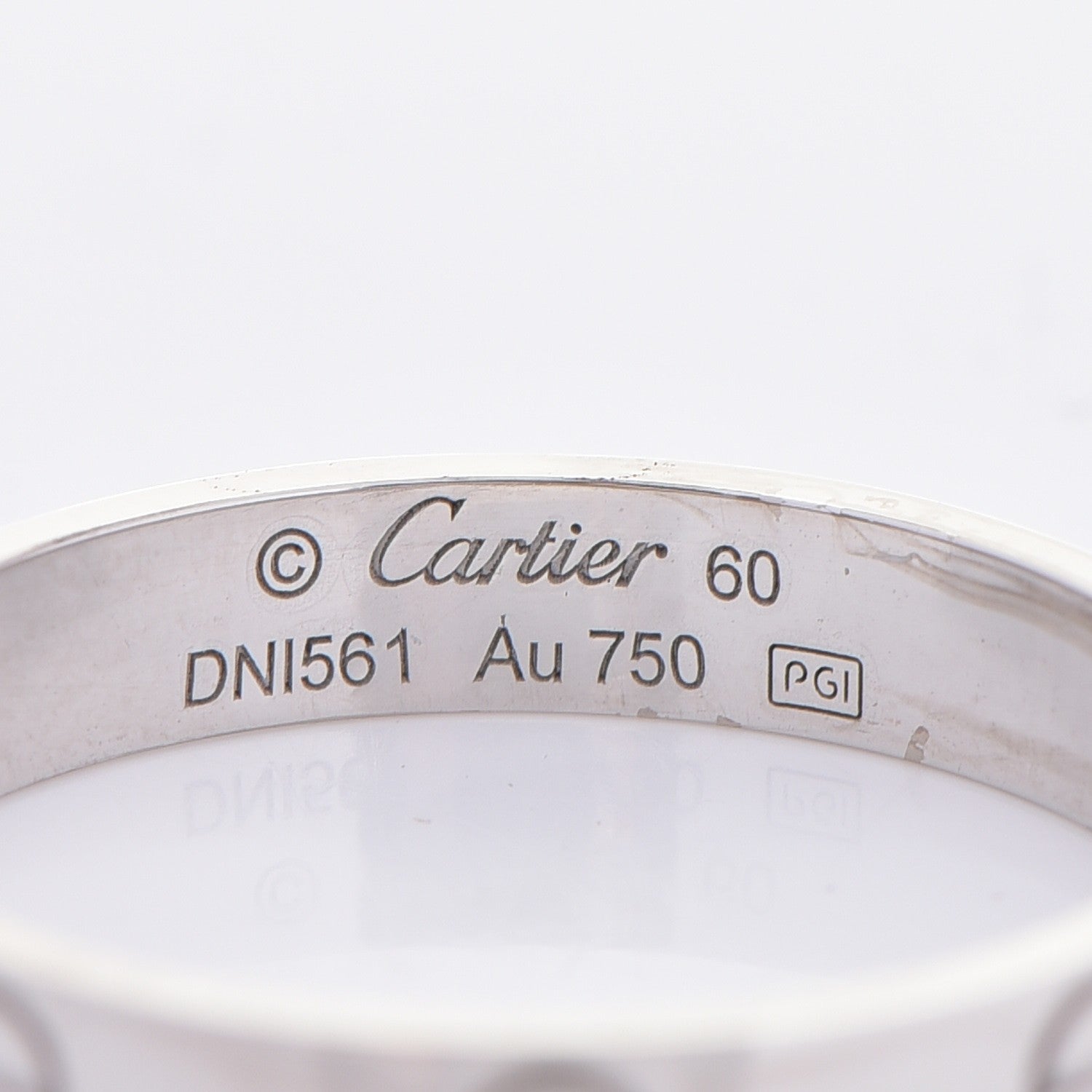 Cartier 18K White Gold 4mm LOVE Wedding Band Ring 60 9.25 4 of 5