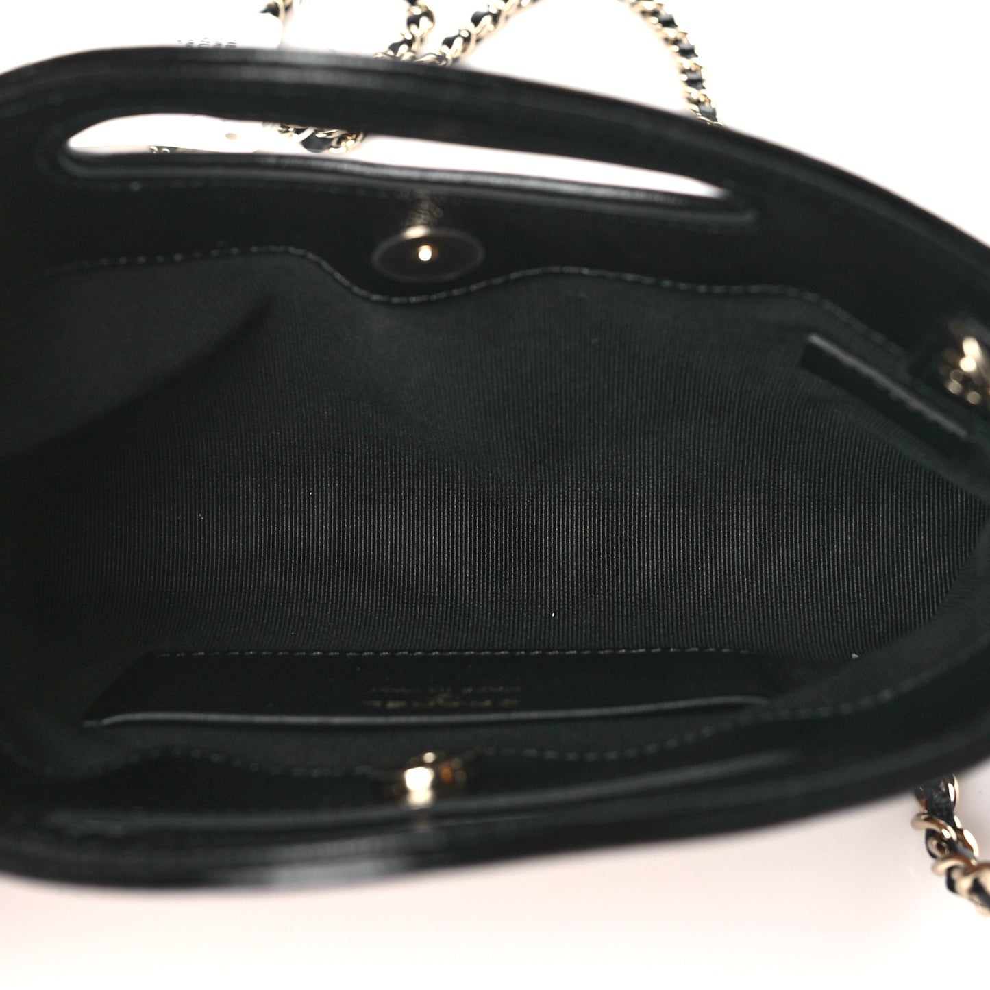 Shiny Crumpled Calfskin Quilted Nano 31 Shopping Bag Dark Beige Black