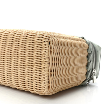 Loro Piana Wicker Ostrich East West L19 Extra Pocket Pouch Eucalyptus 7 of 7