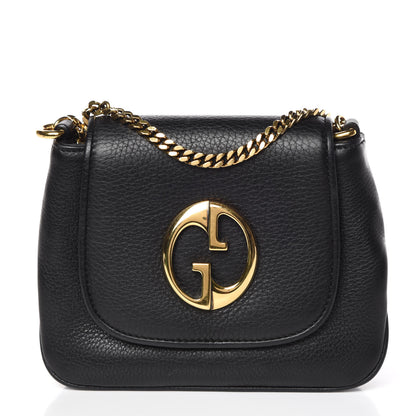 Gucci Pebbled Calfskin Small 1973 Chain Shoulder Bag Black 1 of 11