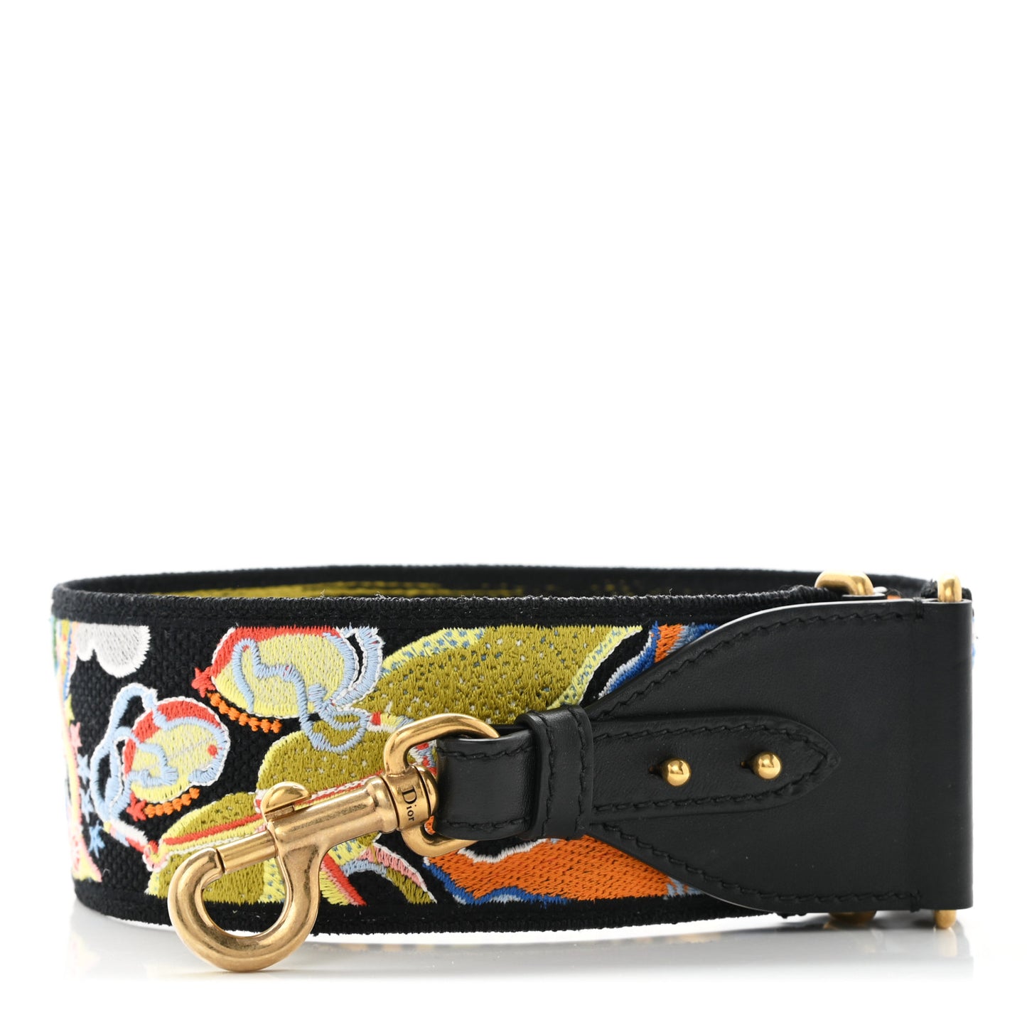 Canvas Embroidered Shoulder Strap Black Multicolor