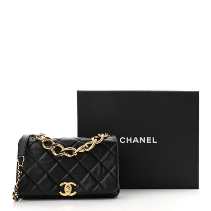 Chanel Lambskin Quilted Medium Color Match Flap Black 11 of 11