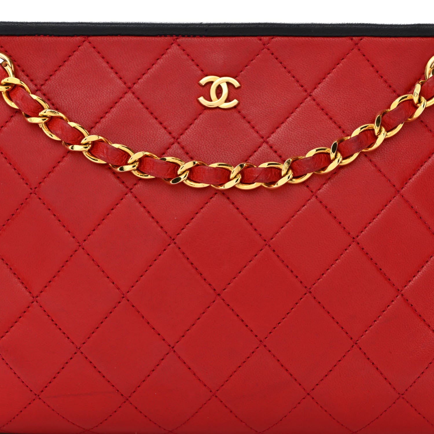 Chanel Lambskin Quilted Framed Bag Red Black 9 of 12