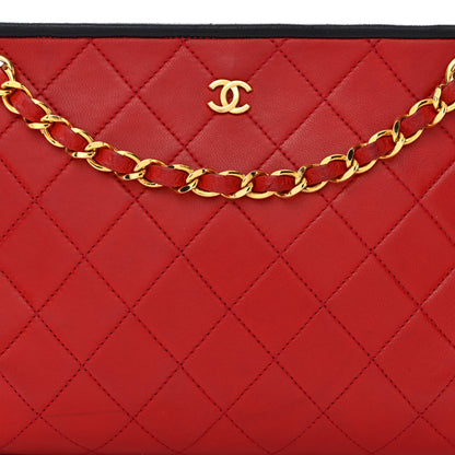 Chanel Lambskin Quilted Framed Bag Red Black 9 of 12