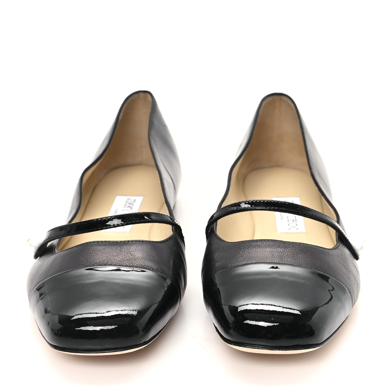 Jimmy Choo Lambskin Patent Elisa Mary Jane Flats 40 Black 3 of 8