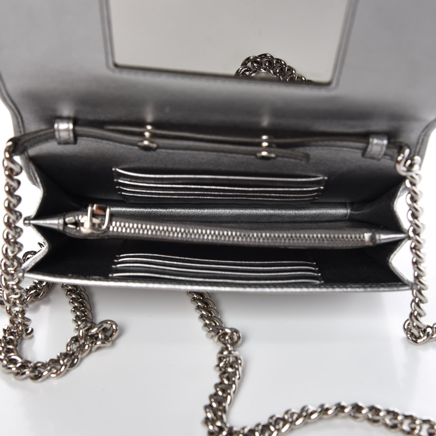 Miu Miu Nappa Crystal Chain Crossbody Cromo 5 of 11