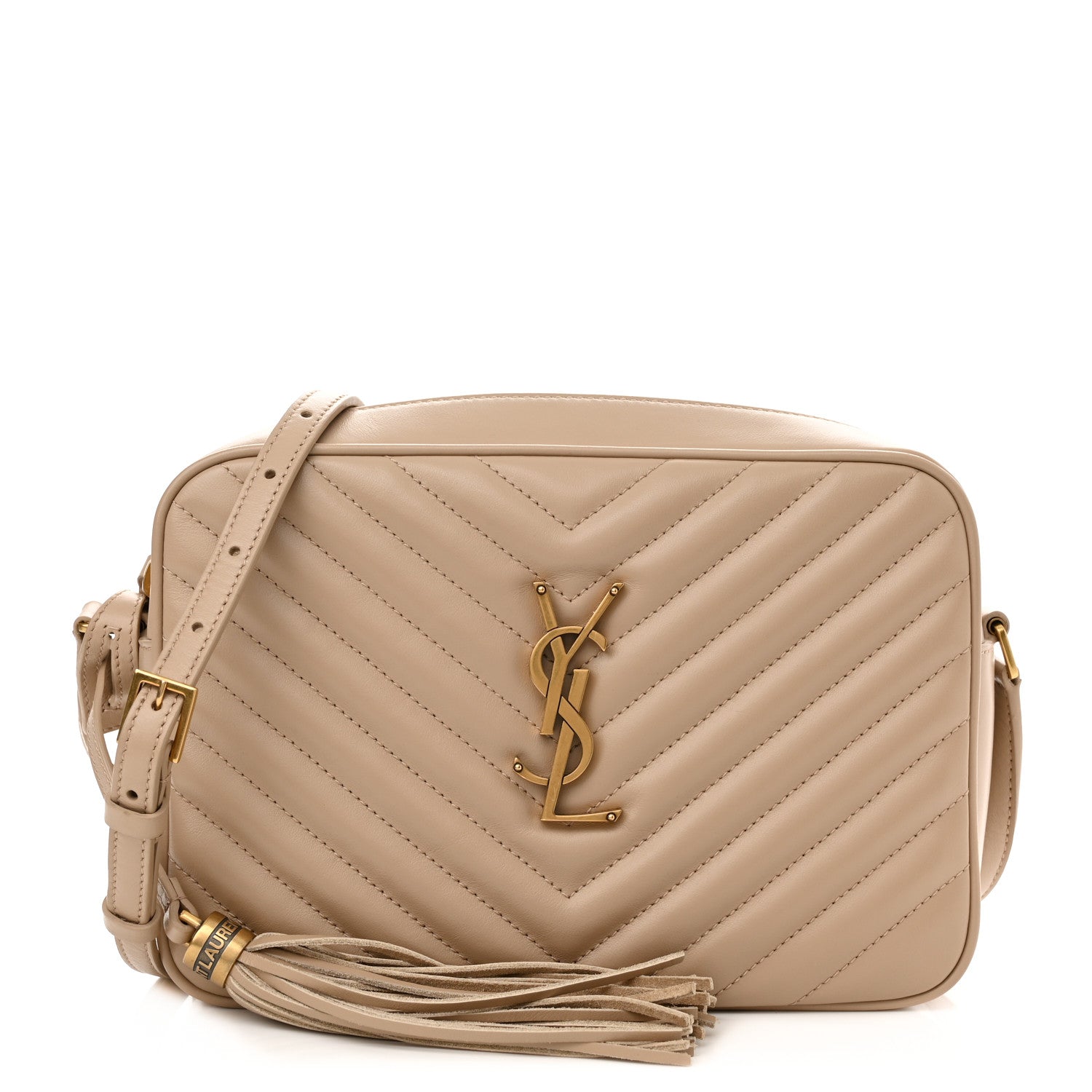 Saint Laurent Calfskin Matelasse Monogram Lou Camera Bag Dark Beige 1 of 10