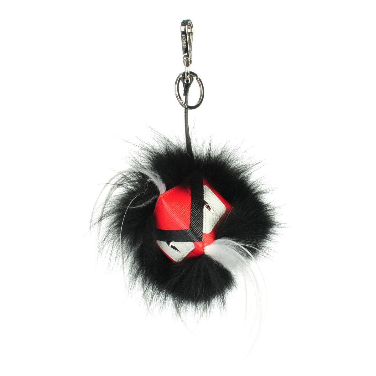 Vitello Elite Fox Goat Fur Igor Monster Bag Bug Cube Charm Rosso Black White