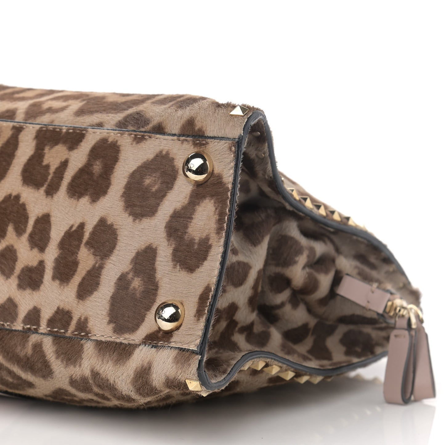 Calf Hair Animal Rockstud Satchel Leopard