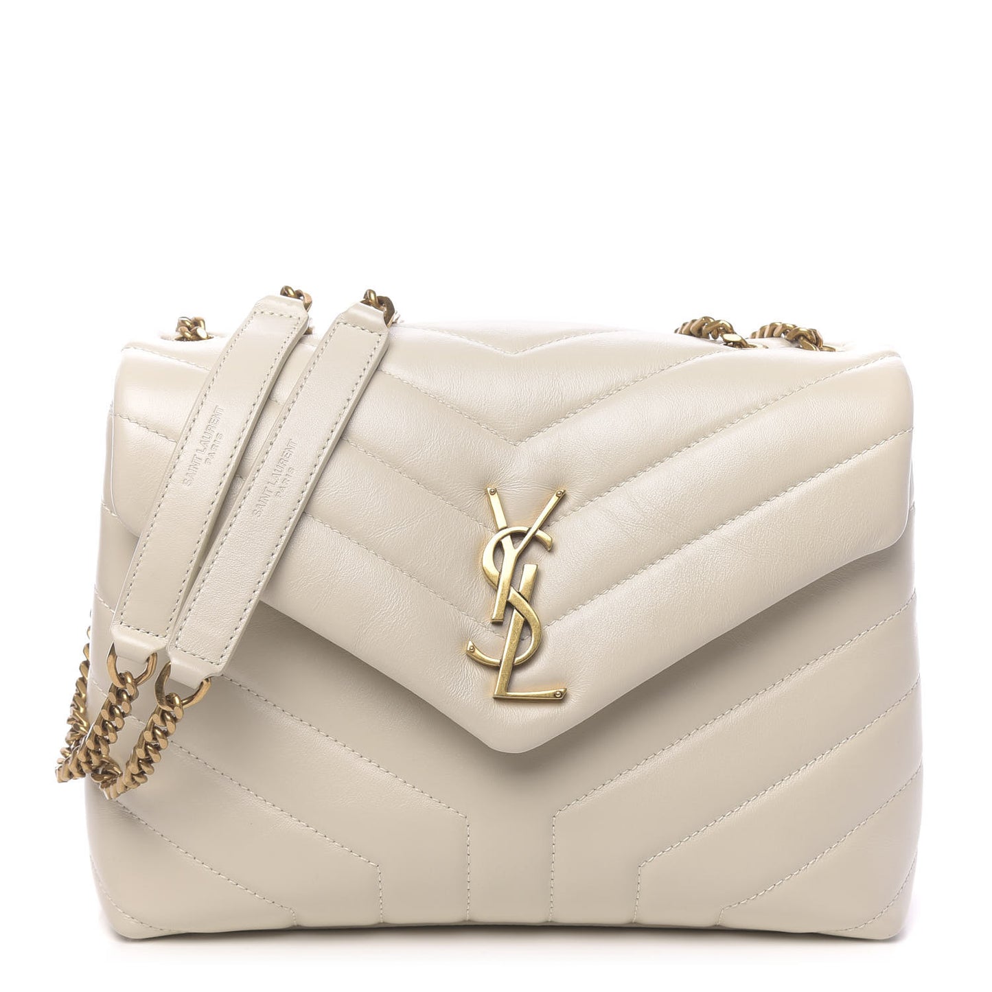 Calfskin Y Quilted Monogram Small Loulou Chain Satchel Ivory