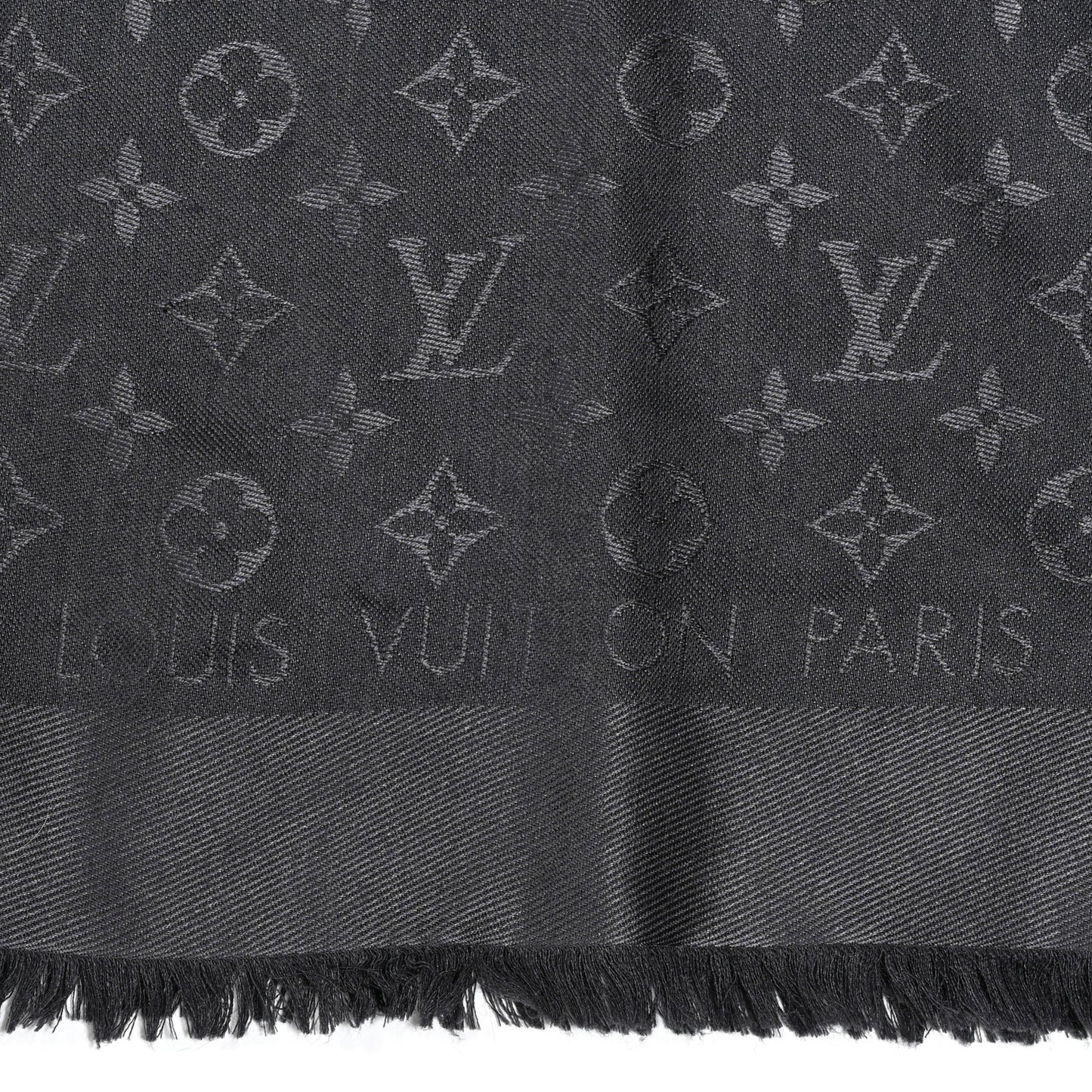 Silk Lurex Wool Monogram Shine Shawl Charcoal Grey