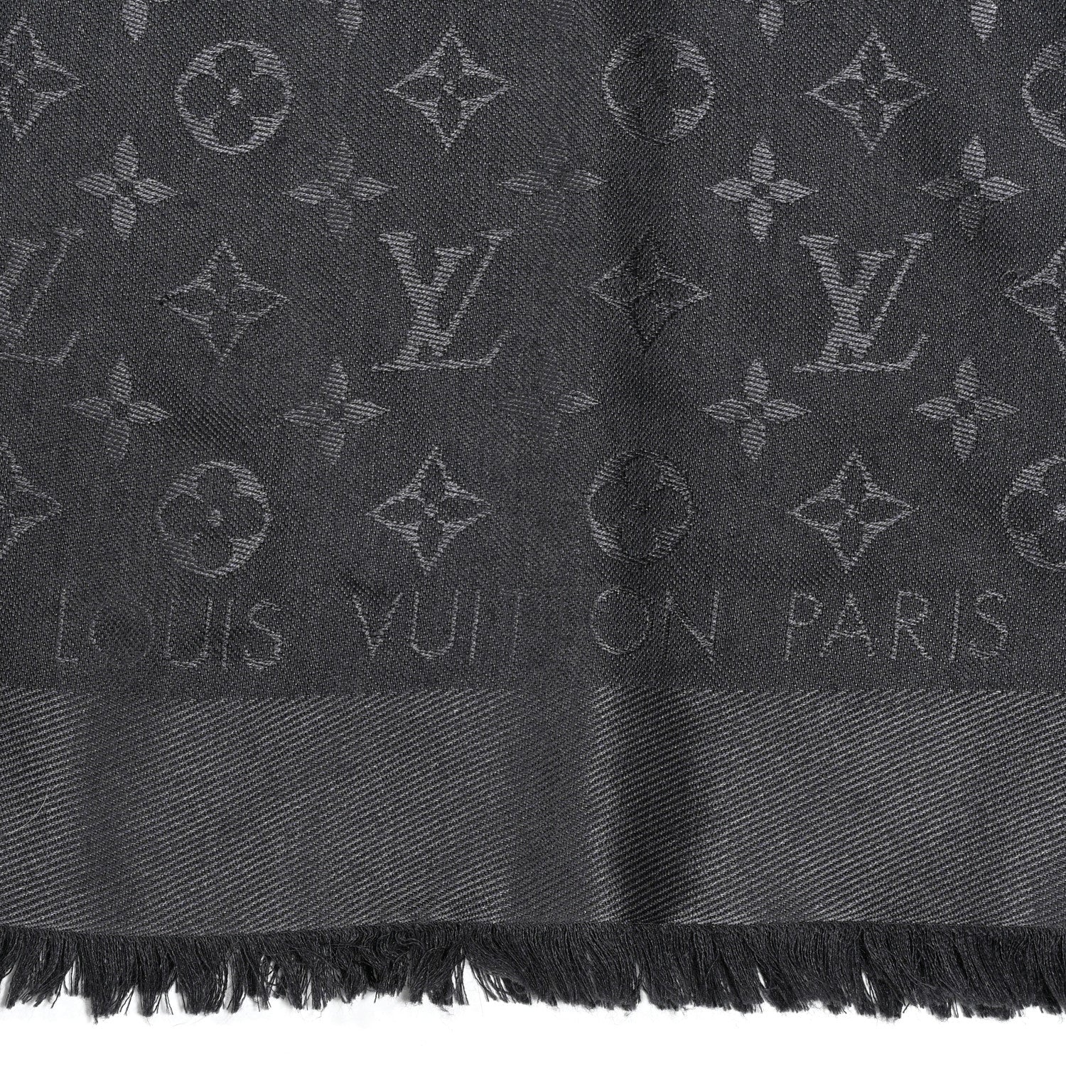 Louis Vuitton Silk Lurex Wool Monogram Shine Shawl Charcoal Grey 3 of 12