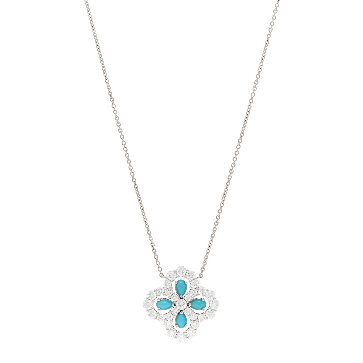 Harry Winston Platinum Diamond Turquoise Full Loop Pendant Necklace 1 of 4