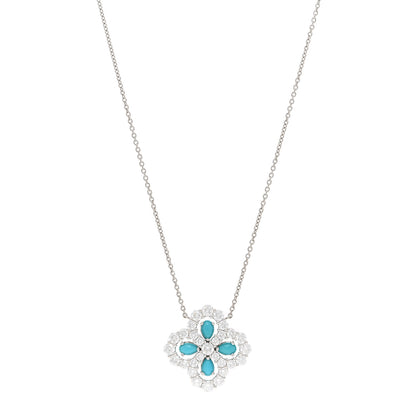 Harry Winston Platinum Diamond Turquoise Full Loop Pendant Necklace 1 of 4