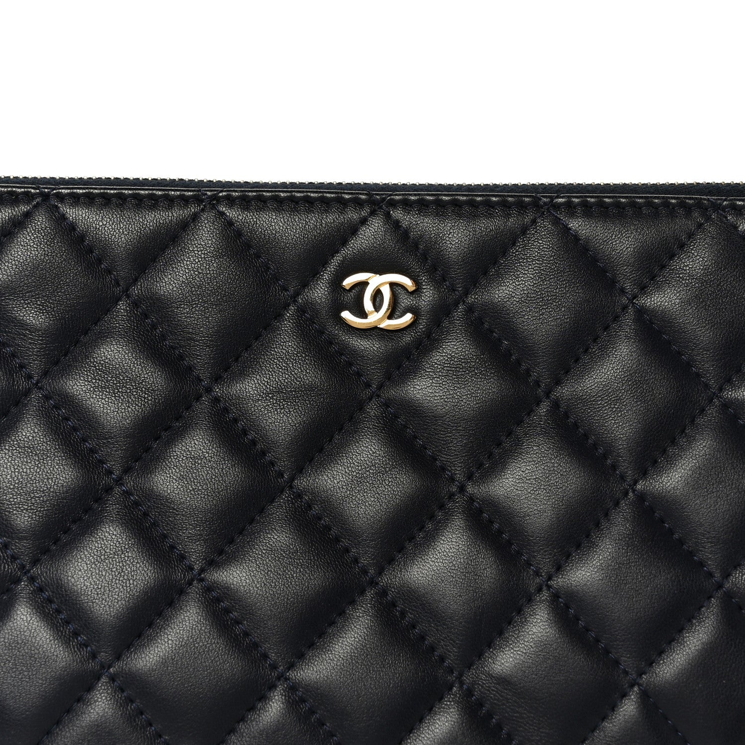 Chanel Lambskin Quilted Medium Cosmetic Case Navy Blue 8 of 8