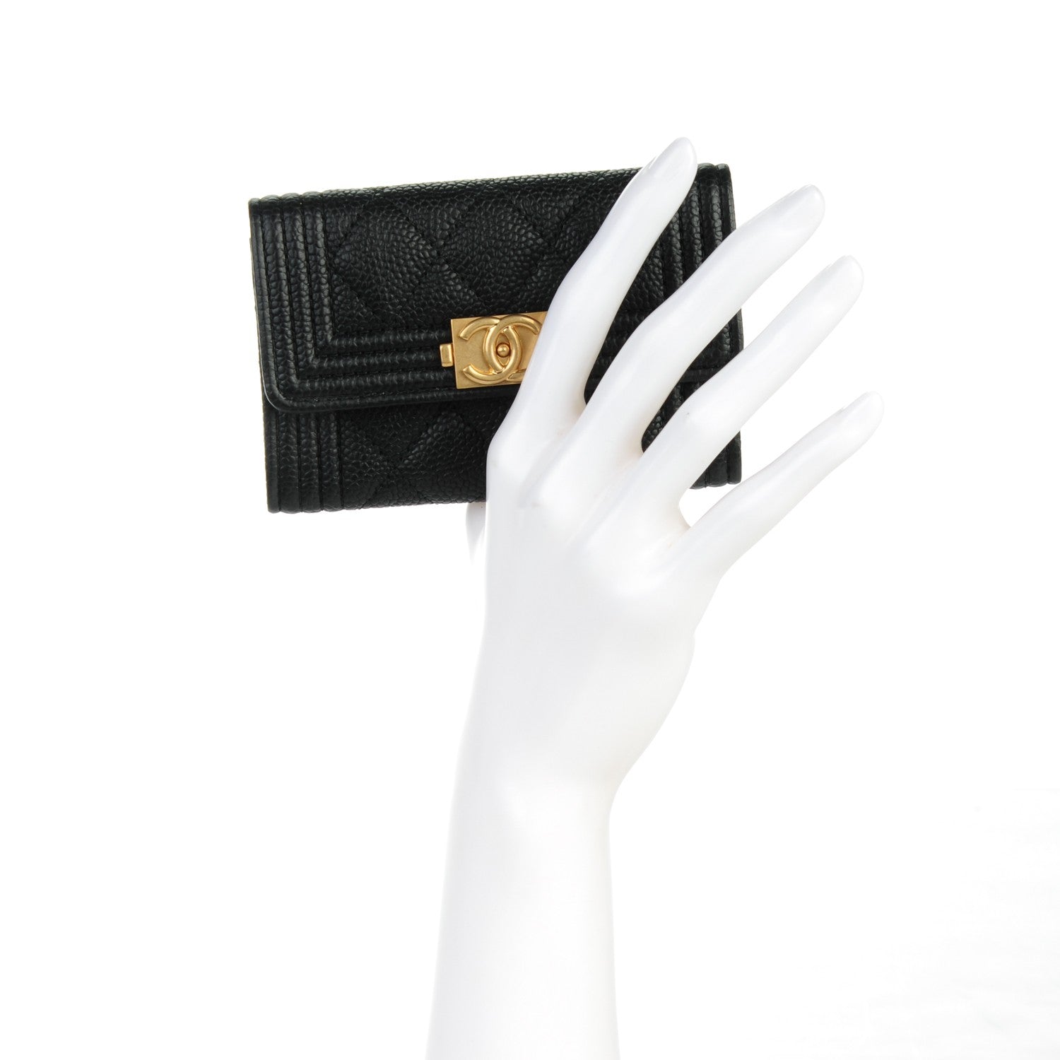 Chanel Caviar Quilted Boy Flap Card Holder Black 2 of 8