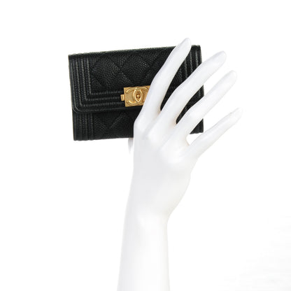 Chanel Caviar Quilted Boy Flap Card Holder Black 2 of 8