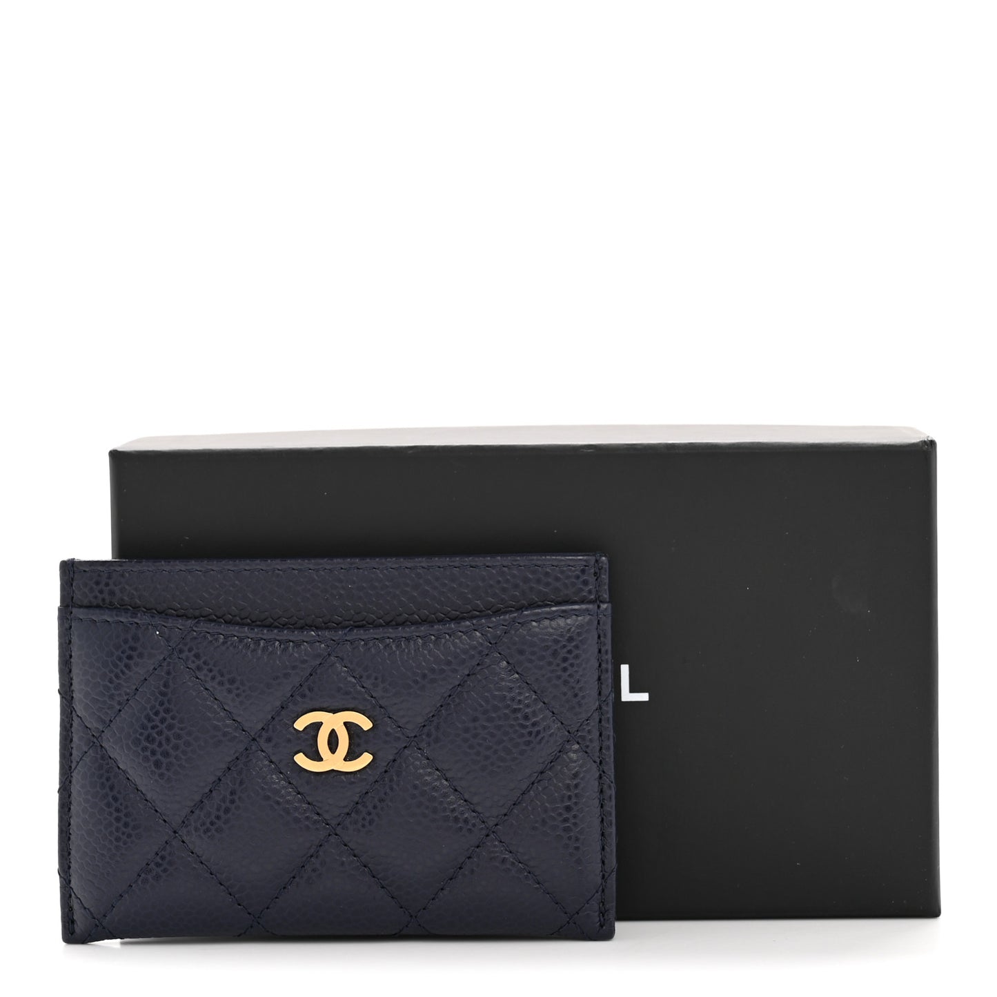 Caviar Quilted Card Holder Navy