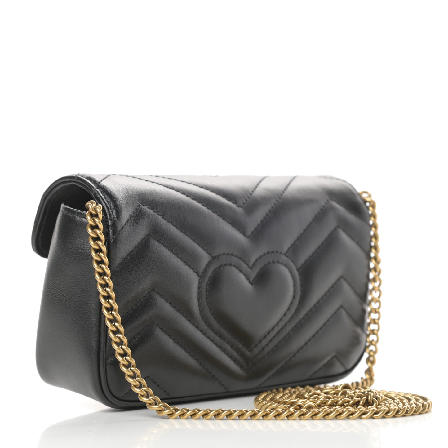 Calfskin Matelasse Super Mini GG Marmont Shoulder Bag Black